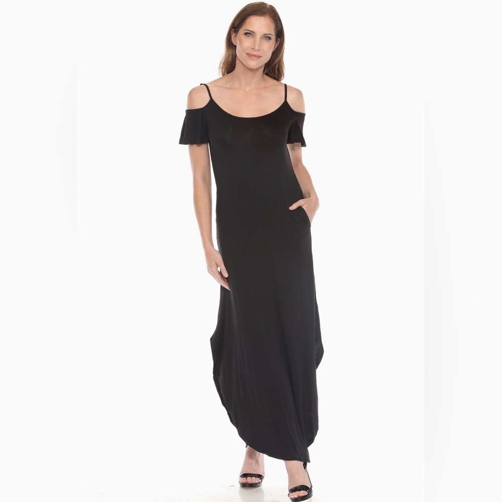 NWT White Mark Black Cold Shoulder Maxi Dress Size Large